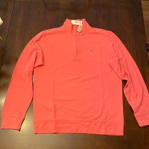 Brand NWT Vineyard Vines Solid “Broadfield” Quarter Zip. Color: Lobster Reef.